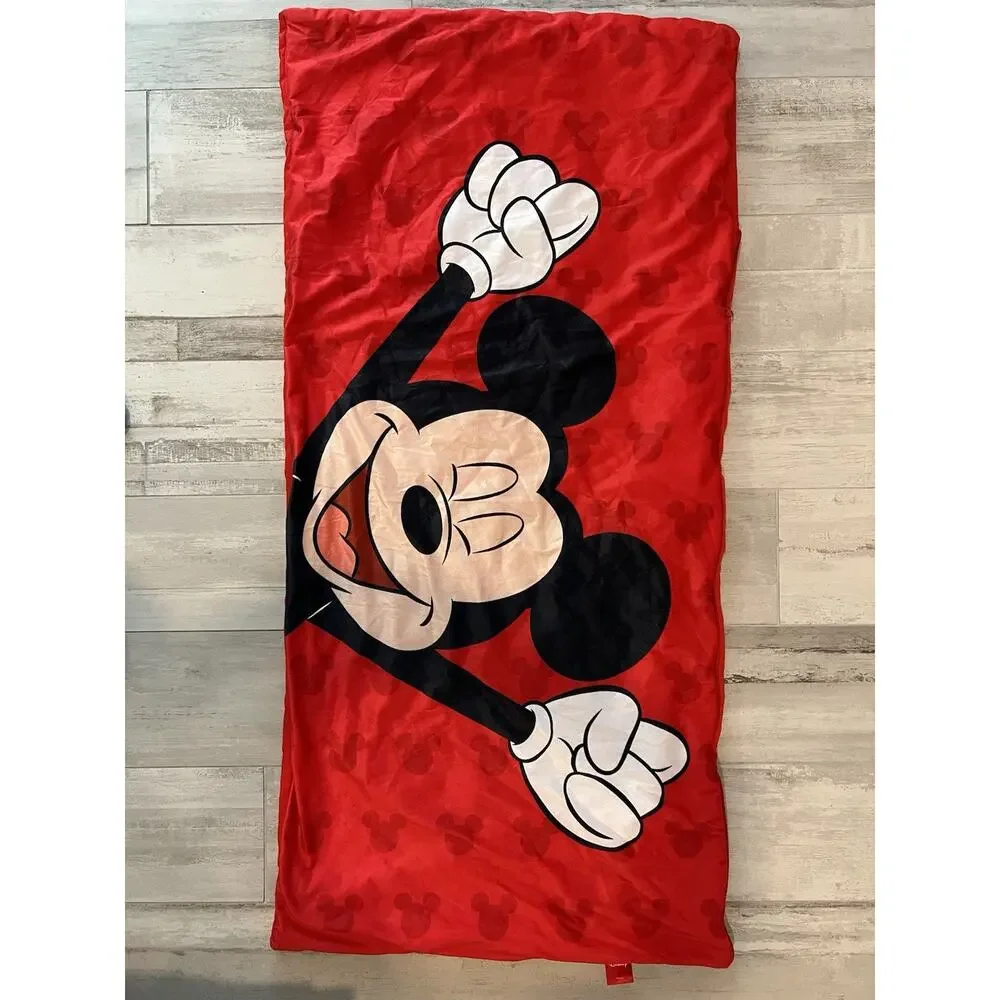 Disney Mickey Mouse Children’s Sleeping/Slumber Bag 52" x 26" Red 100% Polyester - Picture 1 of 8